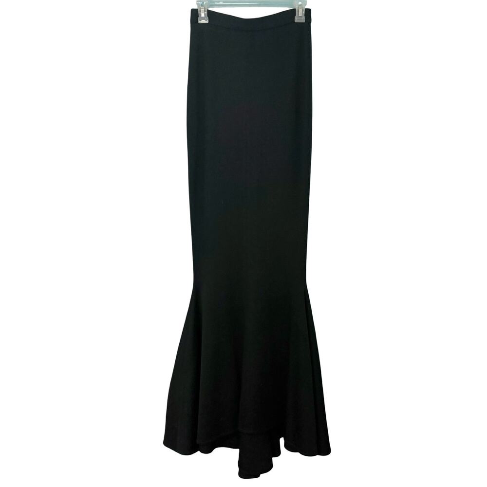 Vintage 90s Isaac Mizrahi Black Wool Stretch Long Mermaid Maxi Skirt size 6 - Picture 13 of 14